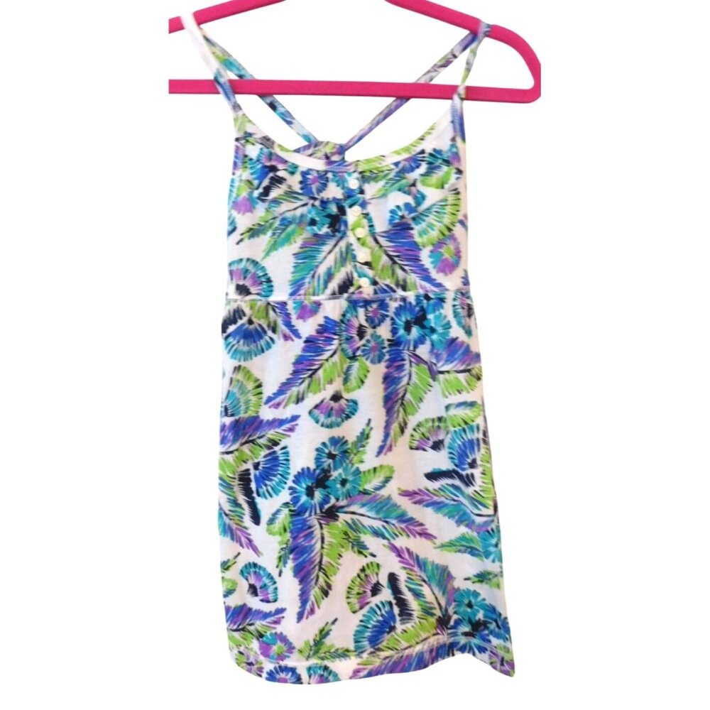 P.S. by Aeropostale Floral Fern Tank Top Girls Size M 10 Medium Purple Green
